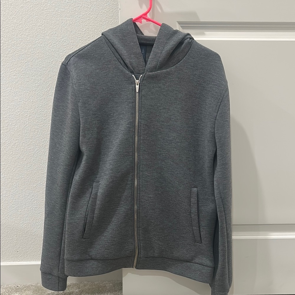 LAST CHANCE! Charcoal Gray Zip Up Sweater with Hood and Long Sleeves